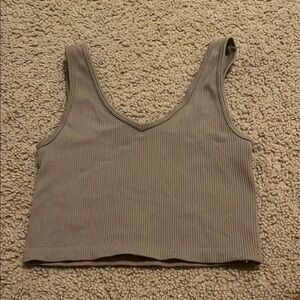 Target Tan Ribbed Sleeveless Crop Tank Top